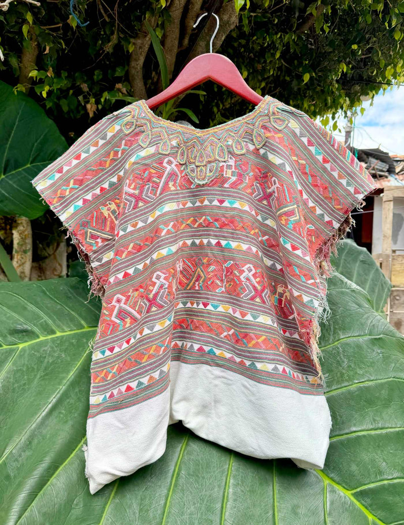 Traditional Red And White Nebaj Huipil #7-390