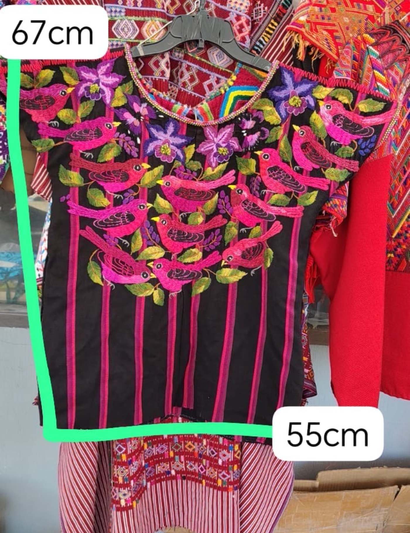Hot Pink And Black Santiago Huipil #7-391