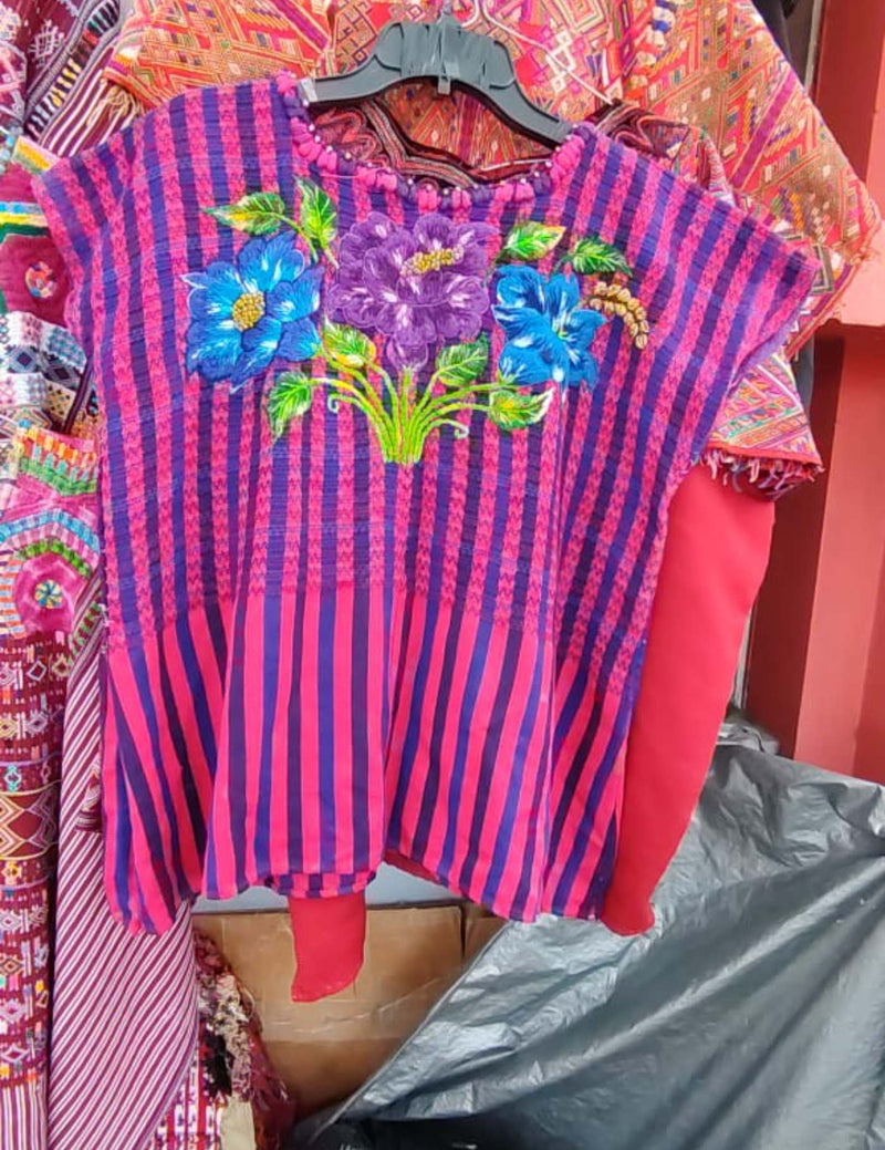 Pink And Blue Gingham Santiago Huipil #7-400