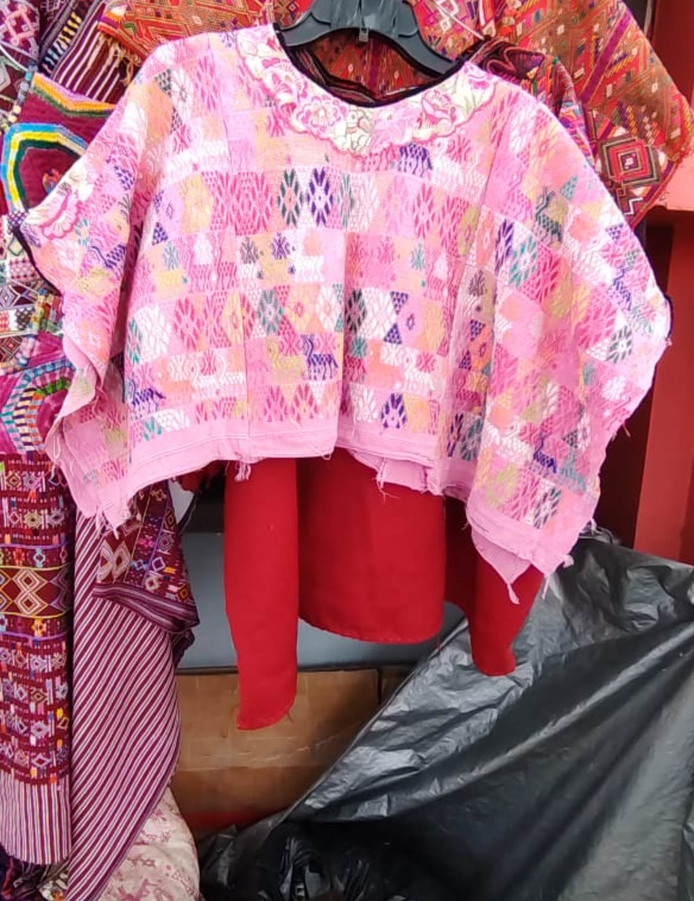 Colourful Pink Cobán Huipil #7-403
