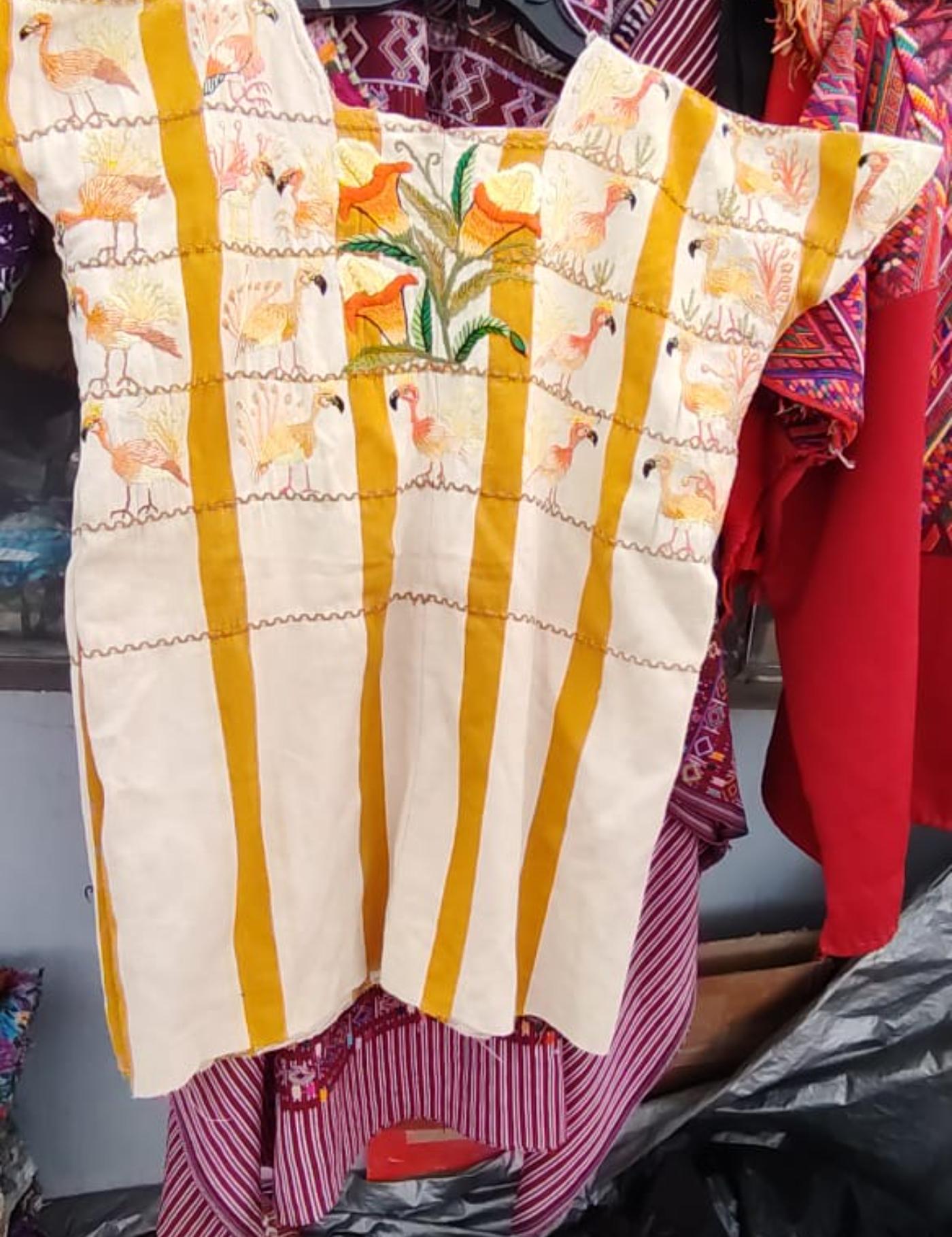 Mustard And White Santiago Huipil #7-411