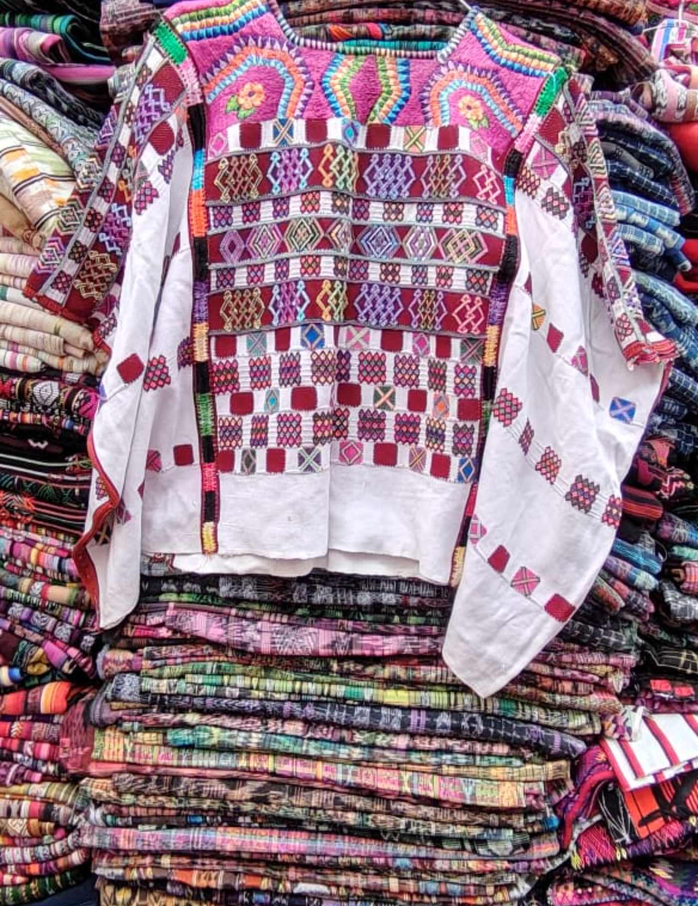 Pink Red And White Colotenango Huipil #7-416
