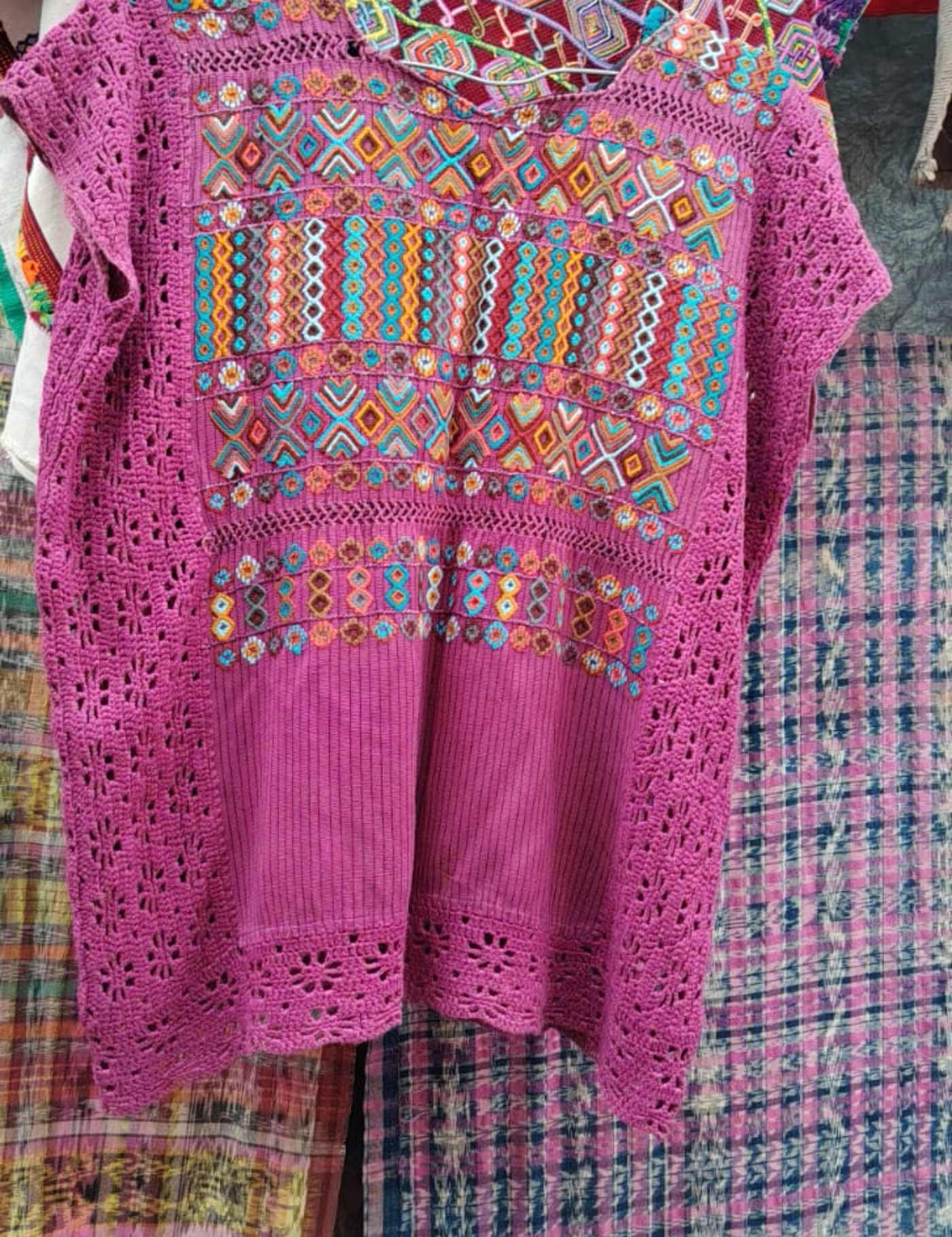 Knitted Berry Colotenango Huipil #7-420