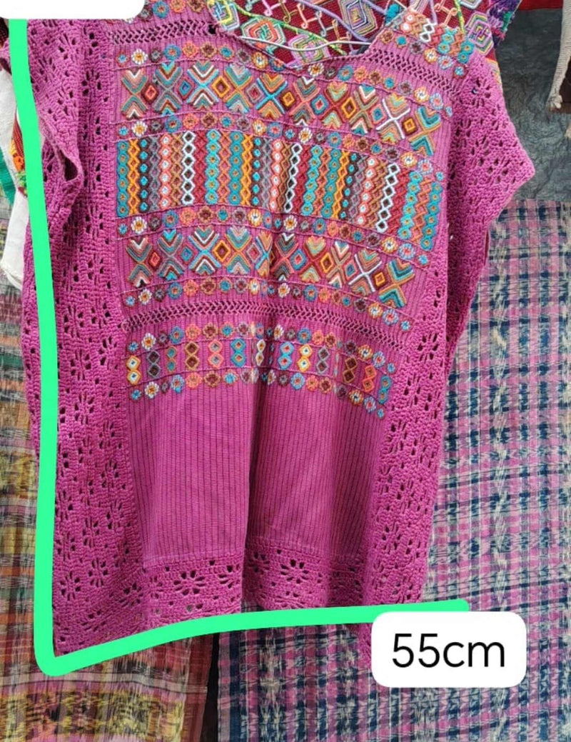 Knitted Berry Colotenango Huipil #7-420
