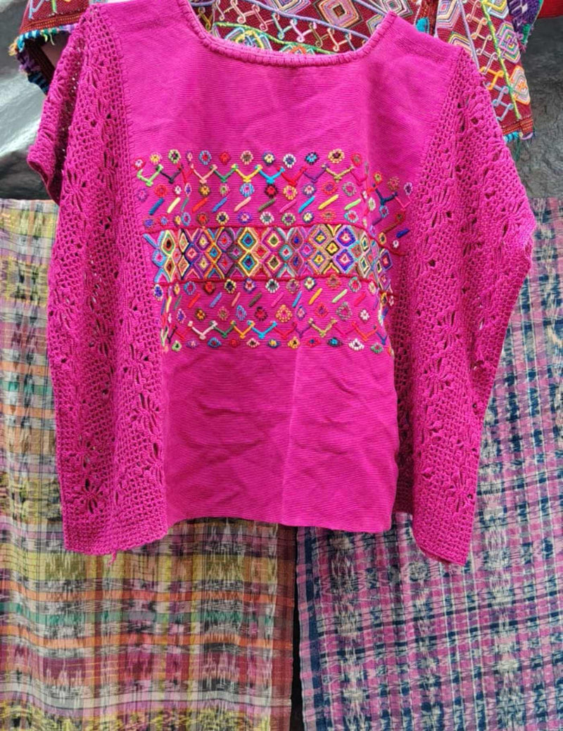 Knitted Fuchsia Colotenango Huipil #7-420