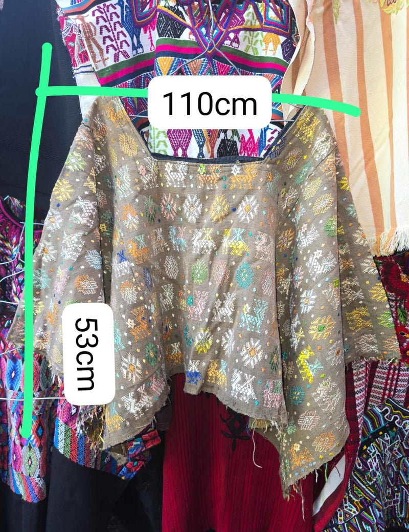 Colourful On Beige Cobán Huipil #7-422