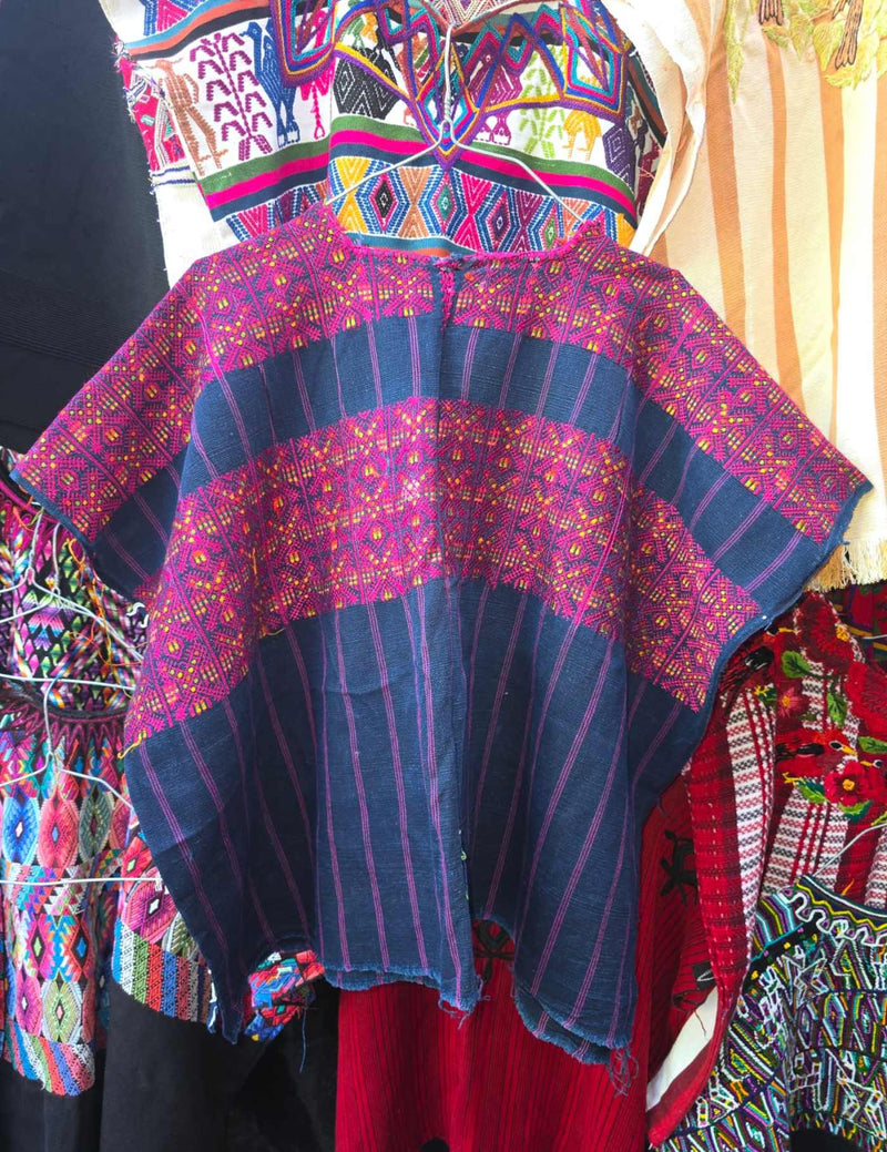 Indigo And Hot Pink Nahualá Huipil #7-424