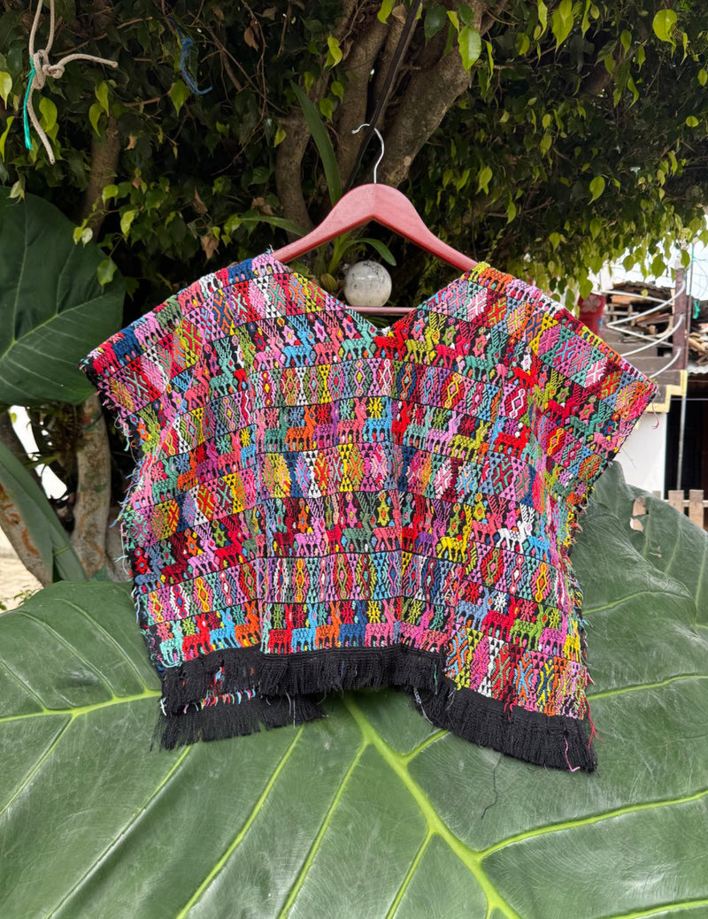 Colourful on Black Cobán Huipil #7-432