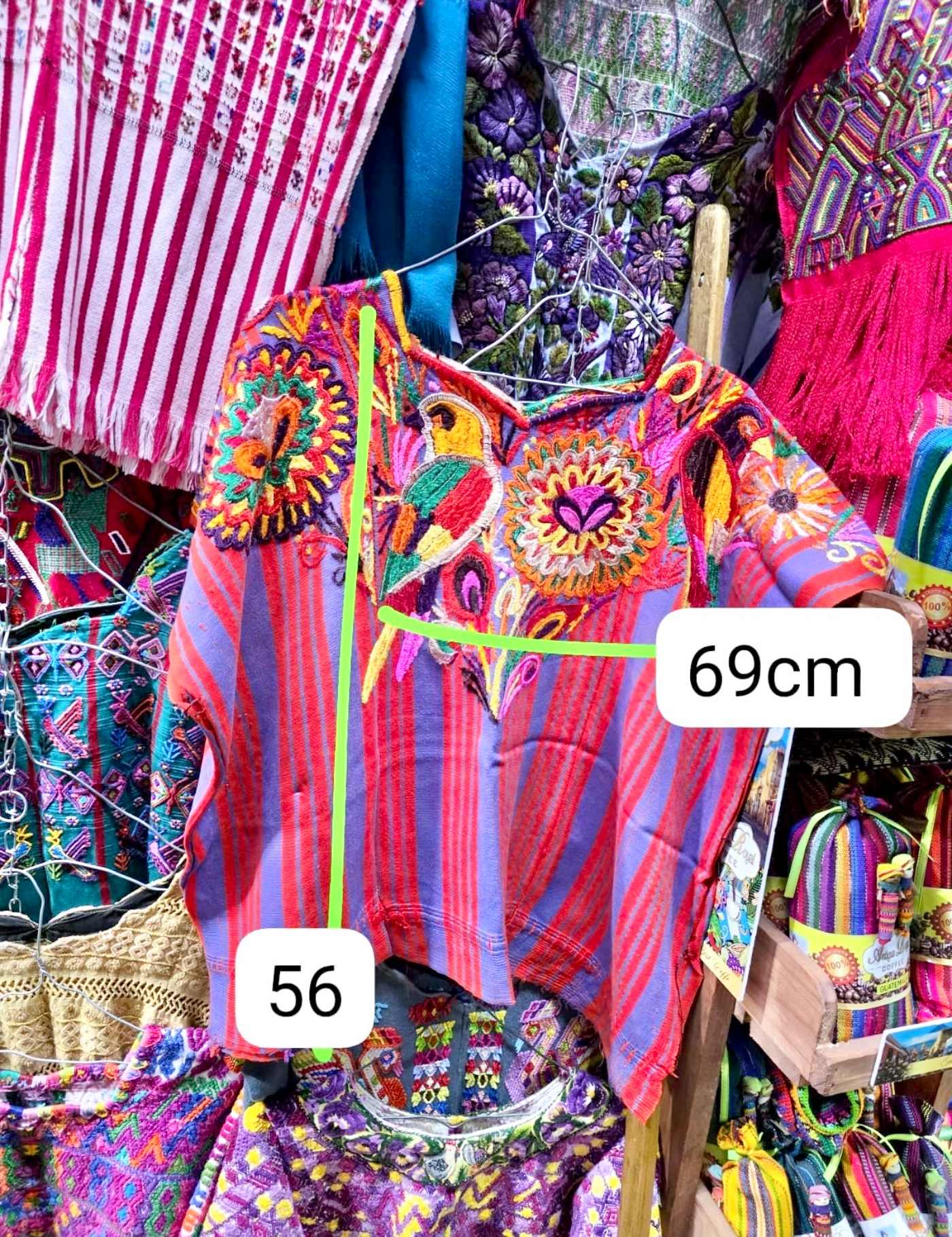 Red And Periwinkle Chichicastenango Huipil #7-434