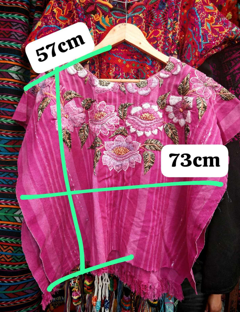 Hot Pink Floral Santiago Huipil #7-442