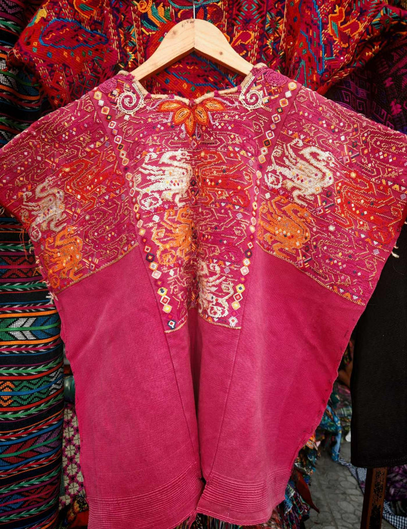 Pink And Orange Chichicastenango Huipil #7-449