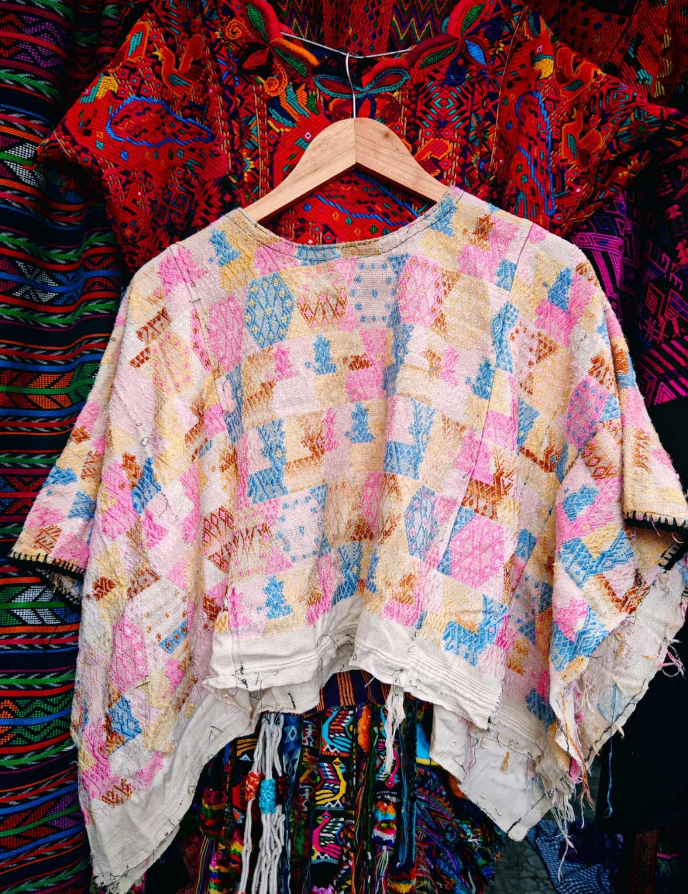 Pink And Blue Cobán Huipil #7-456