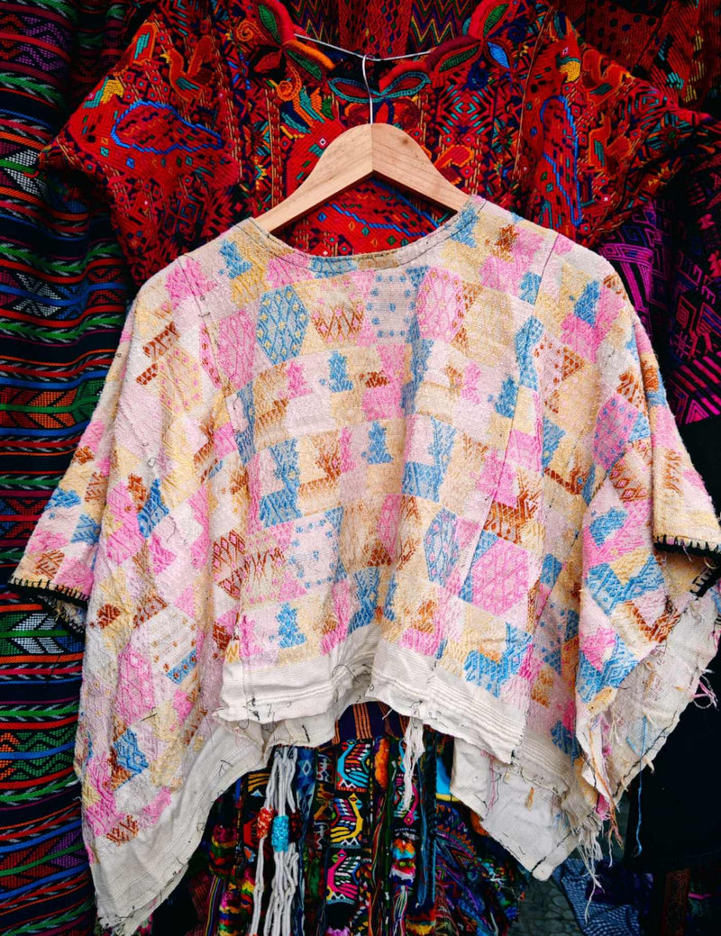 Pink And Blue Cobán Huipil #7-456