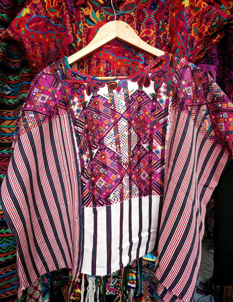 Chickens On Stripes Chichicastenango Huipil #7-457
