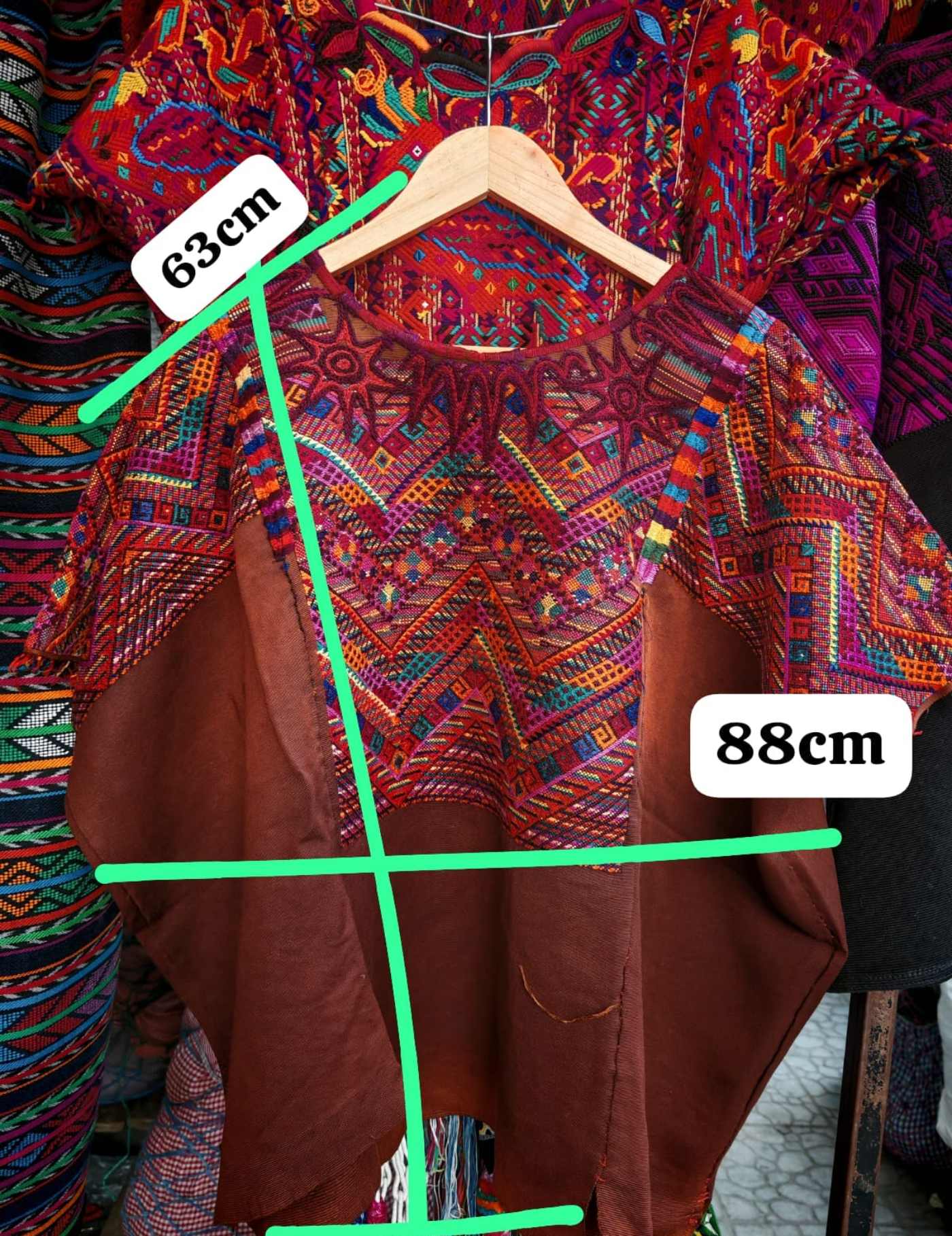 Colorful Geometrics On Brown Chichicastenango Huipil #7-466