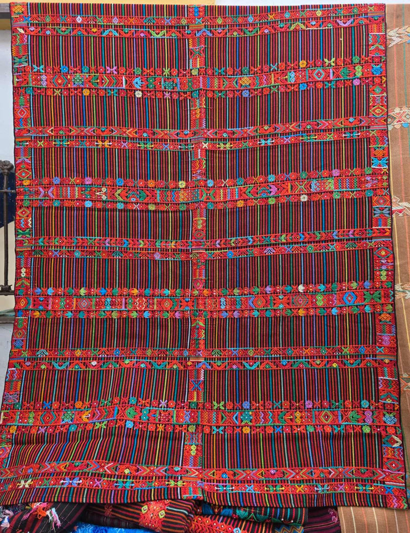 (reserved For Sarah) Colorful On Red Aguacatan Corte #7-476