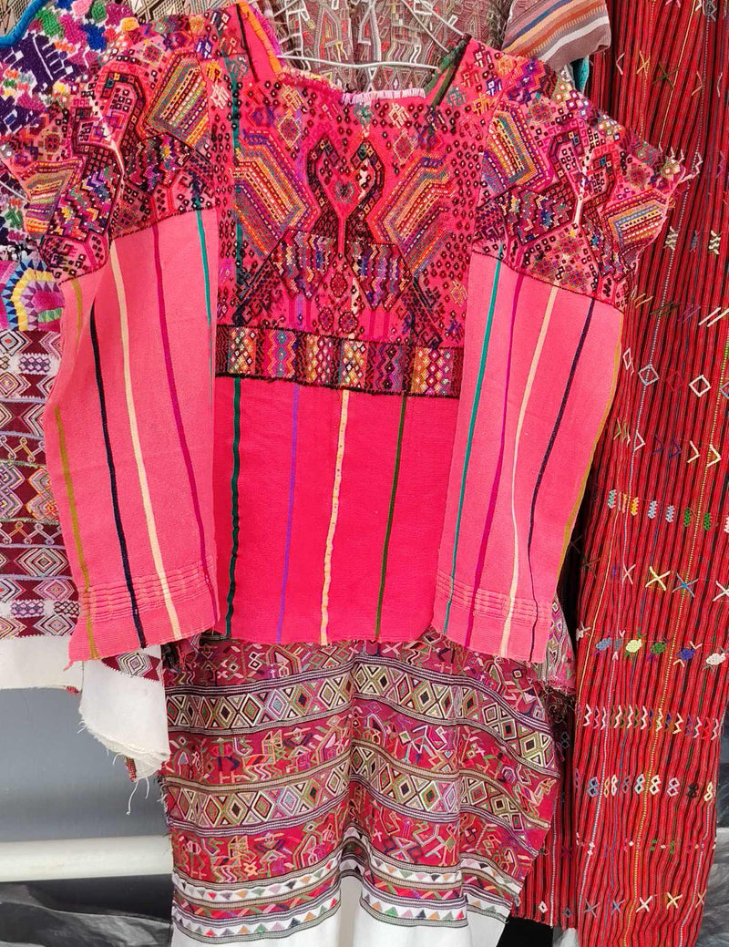 Pink Birds Chichicastenango Huipil #7-484