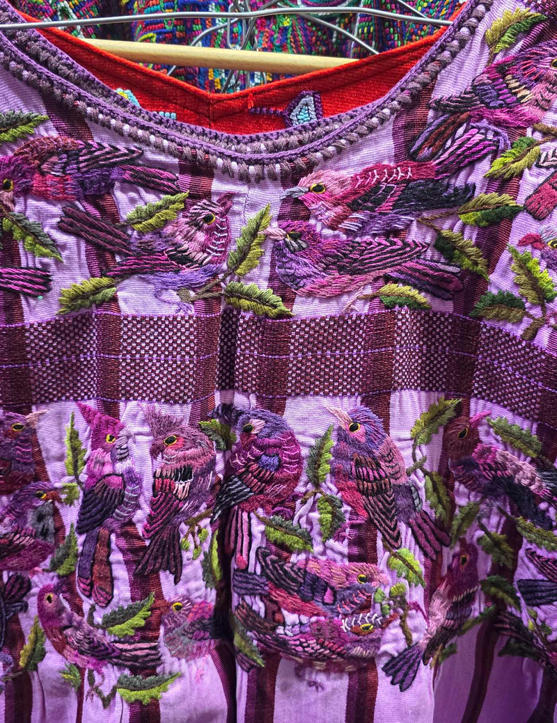 Purple and birds Santiago Huipil #7-494