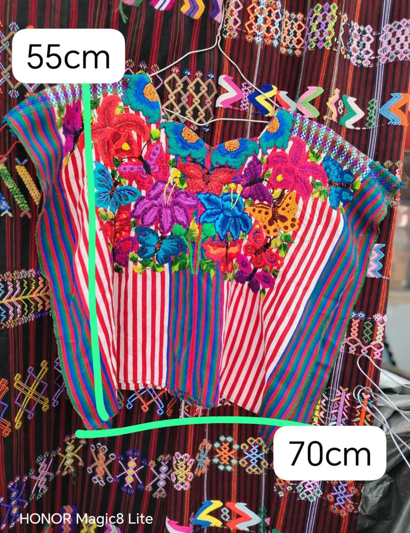 Butterfly On Colourful Stripes Santiago Huipil #7-500