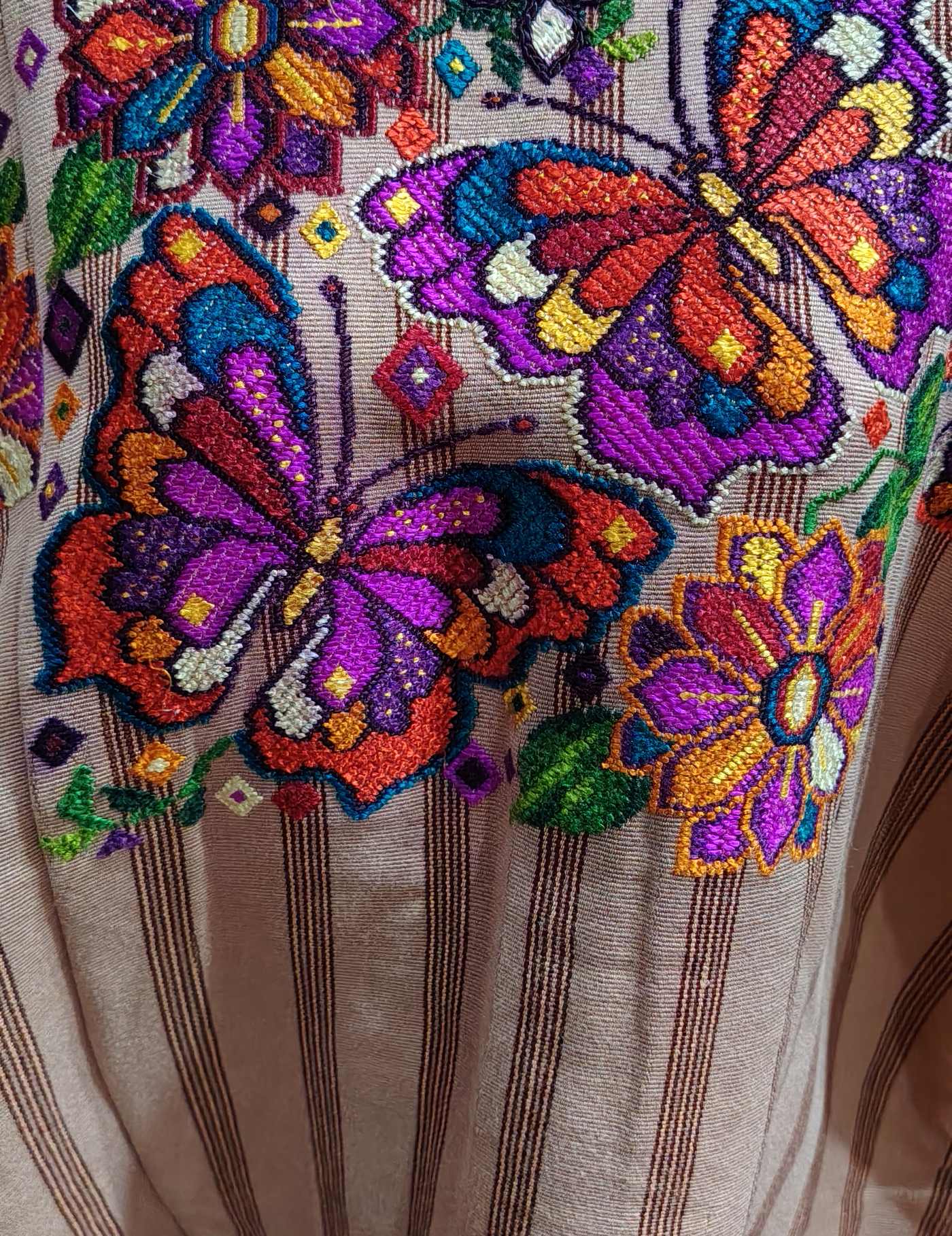 Butterflies on Beige Chichicastenango Huipil #7-505