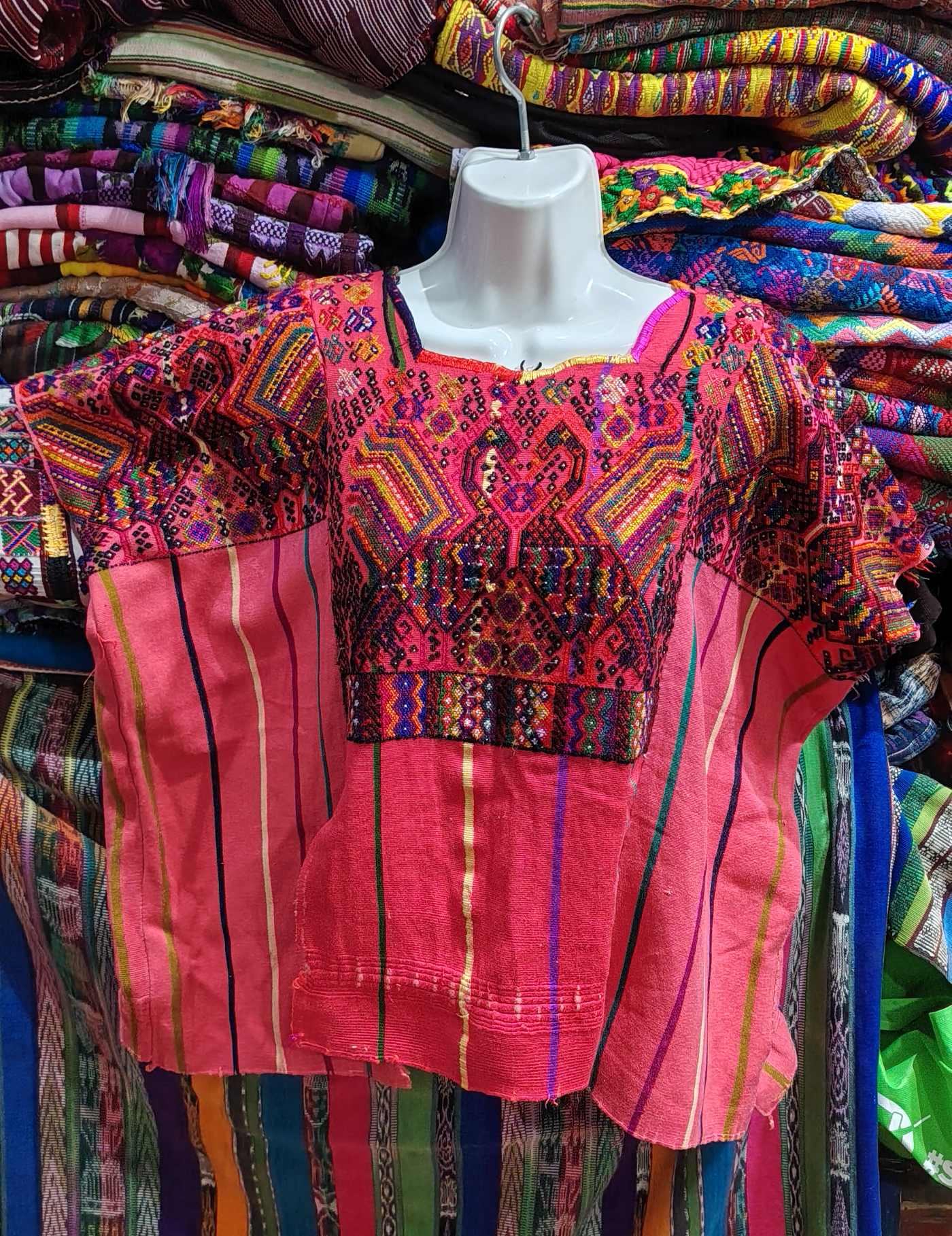 Pink Birds Chichicastenango Huipil #7-506