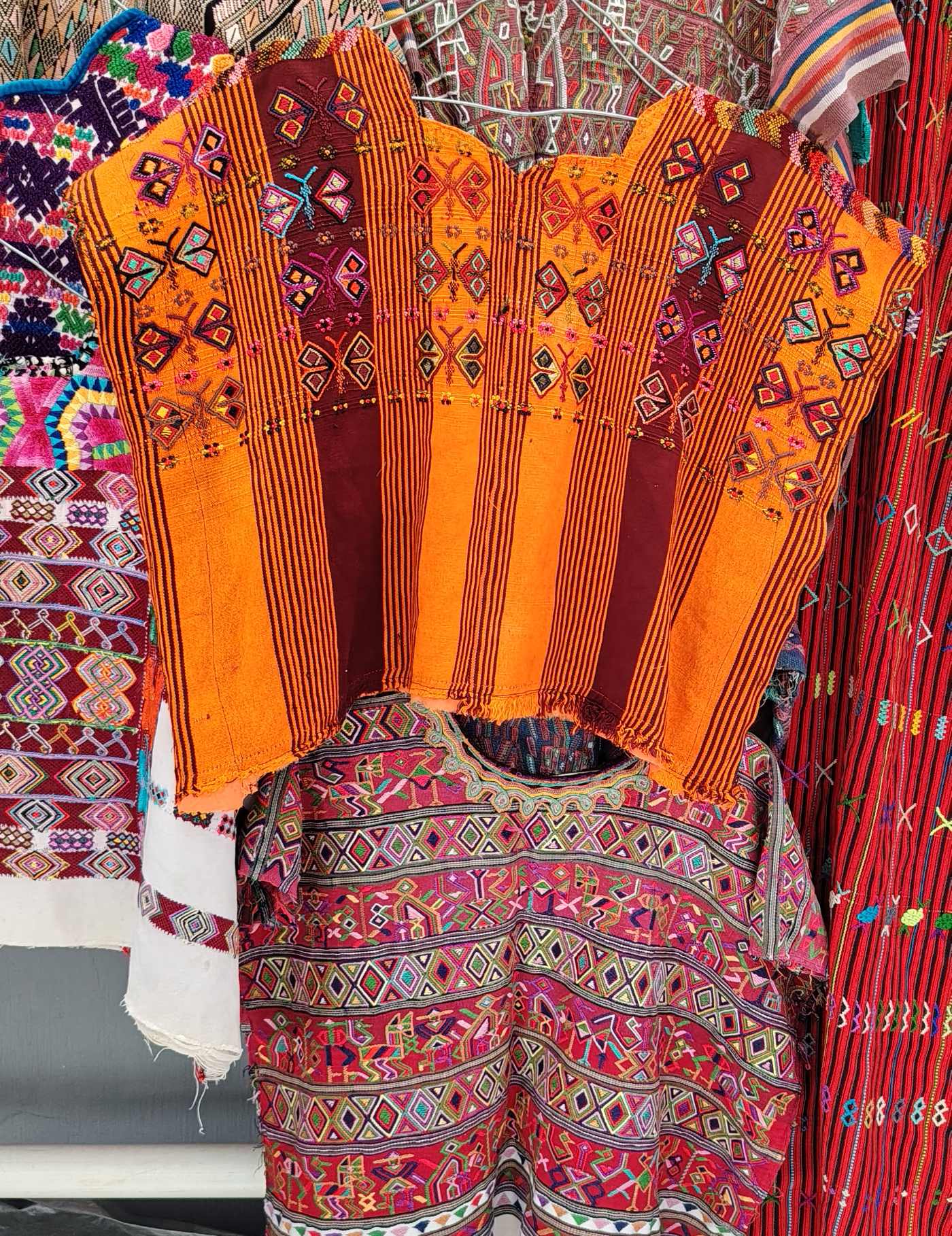 Butterflies on Orange San Lucas Huipil #7-510
