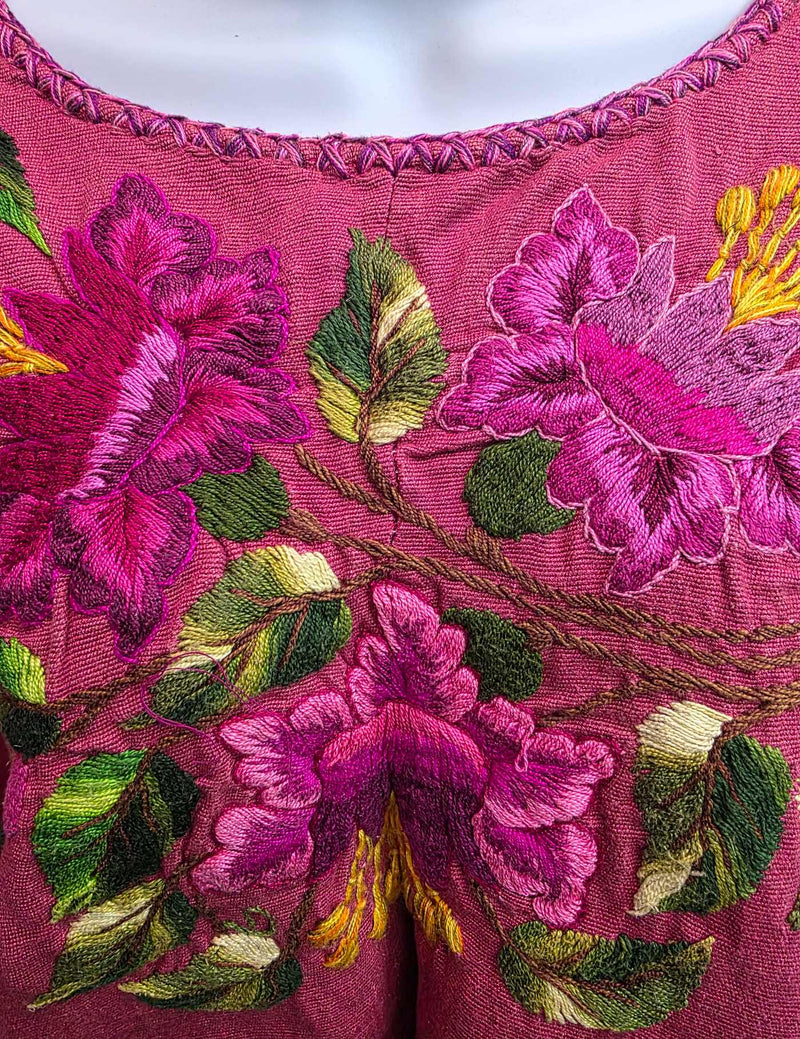Pink with flowers Santiago Huipil #7-512