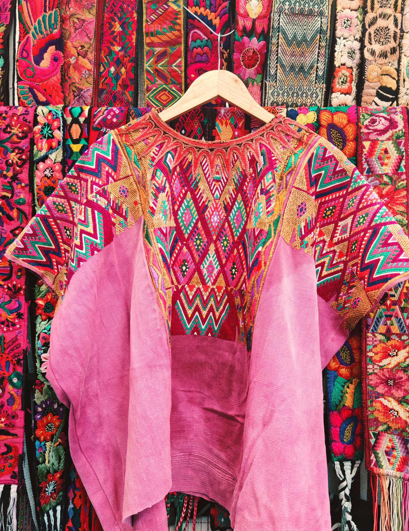 Pale pink vintage geometric Chichicastenango Huipil #7-527