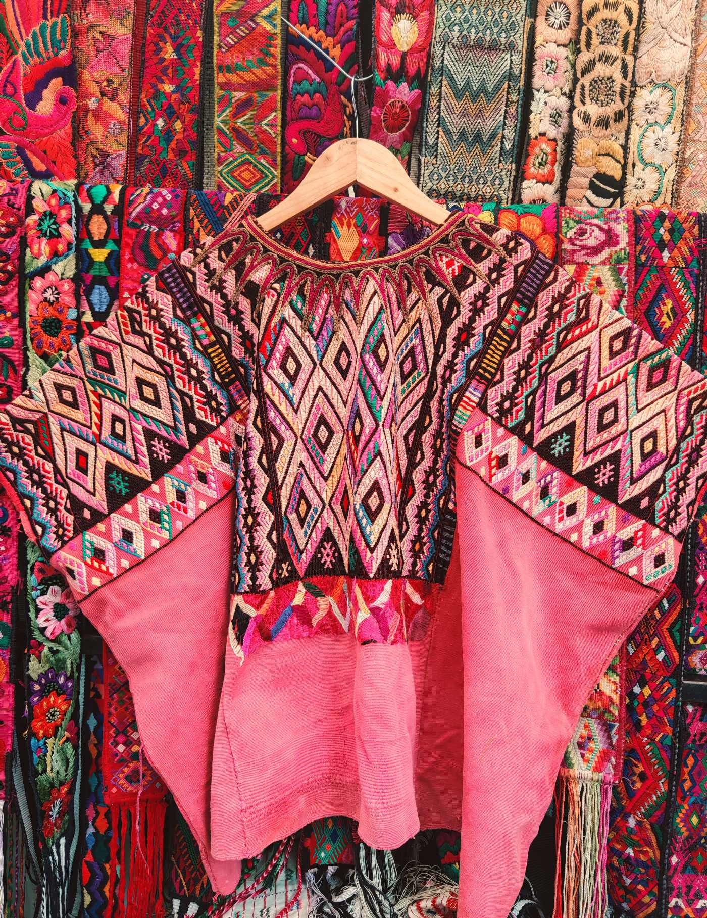 Pale pink geometrics Chichicastenango Huipil #7-529