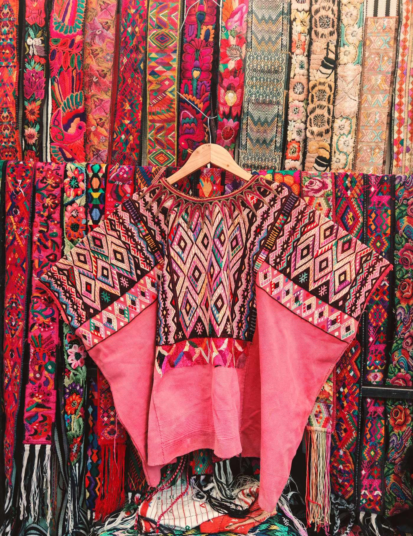 Pale pink geometrics Chichicastenango Huipil #7-529