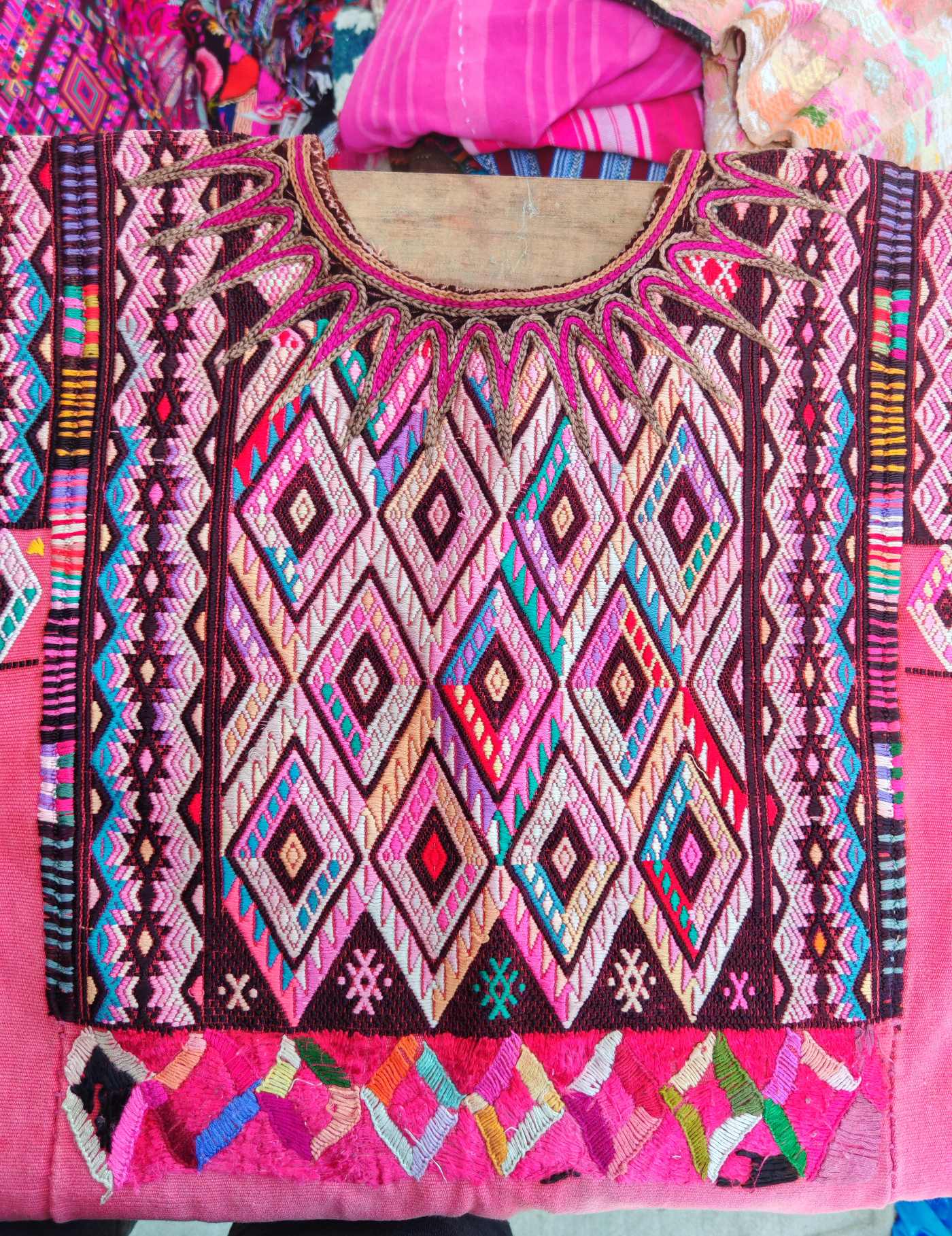 Pale pink geometrics Chichicastenango Huipil #7-529