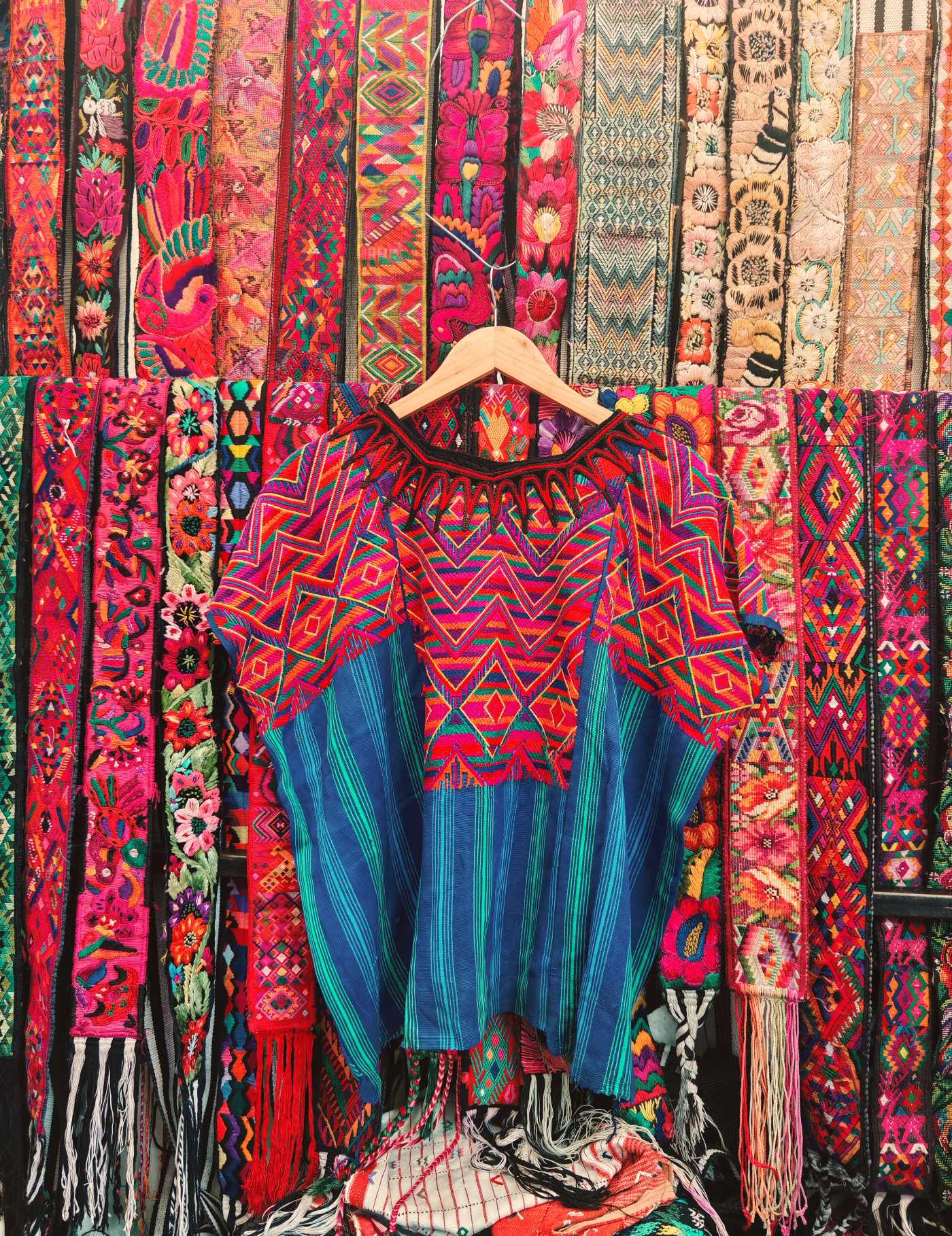 Geometric, blue Chichicastenango Huipil #7-531