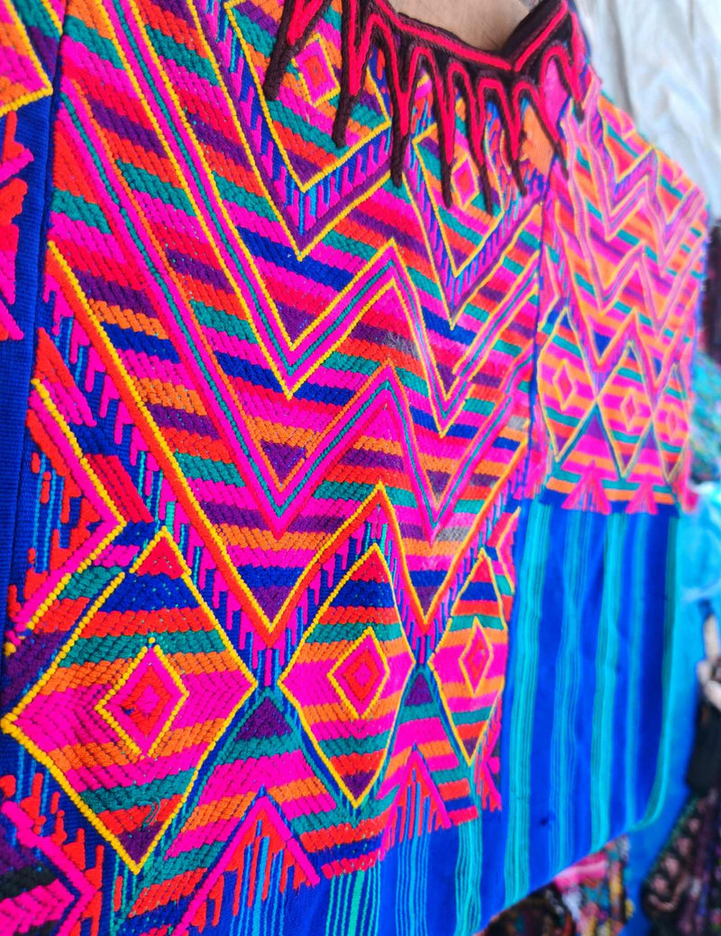 Geometric, blue Chichicastenango Huipil #7-531