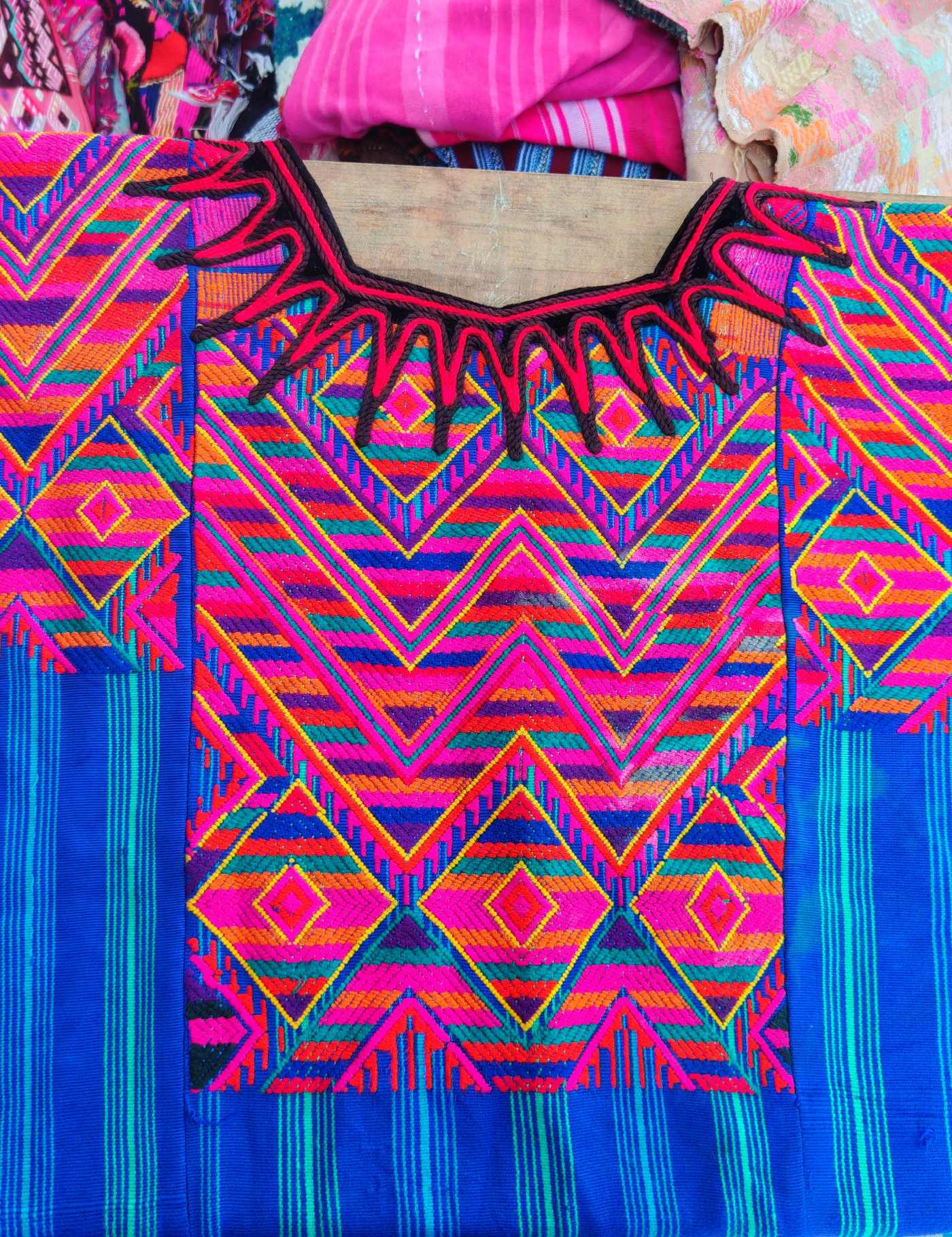 Geometric, blue Chichicastenango Huipil #7-531