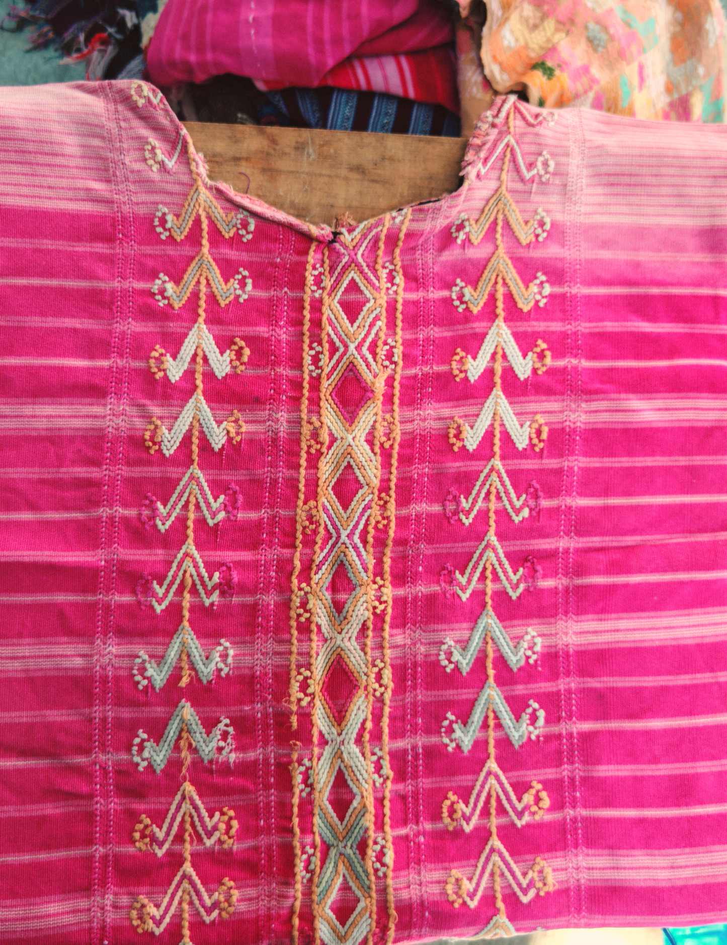 Pale pink geometric Colotenango Huipil #7-533
