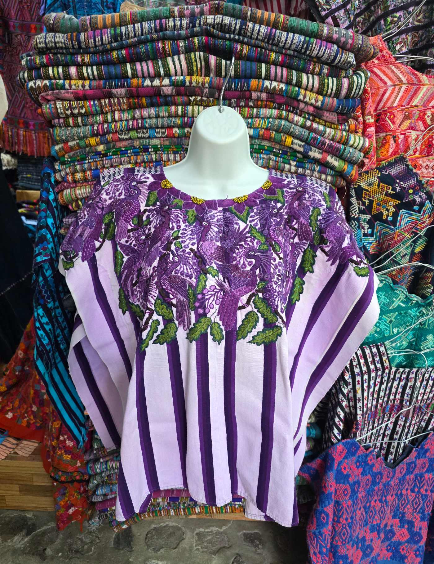 Lilac with purple embroidery Santiago Huipil #7-535
