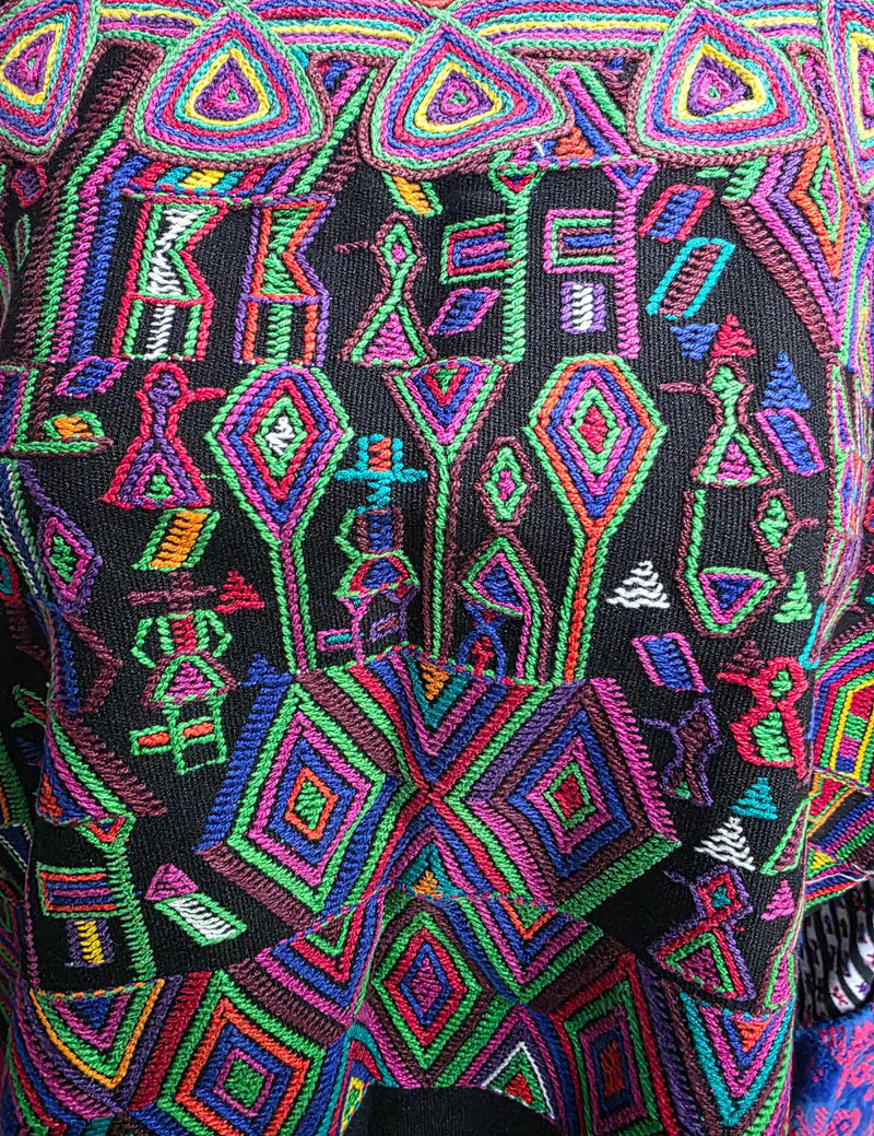 Black with Geometric Weave in cotton Nebaj Huipil #7-542
