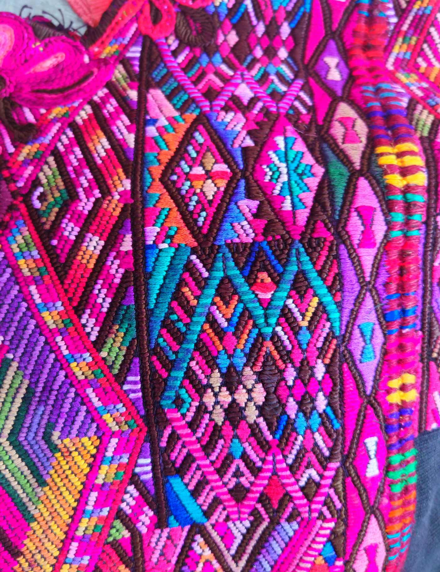 Geometric made of silk thread Chichicastenango Huipil #7-545
