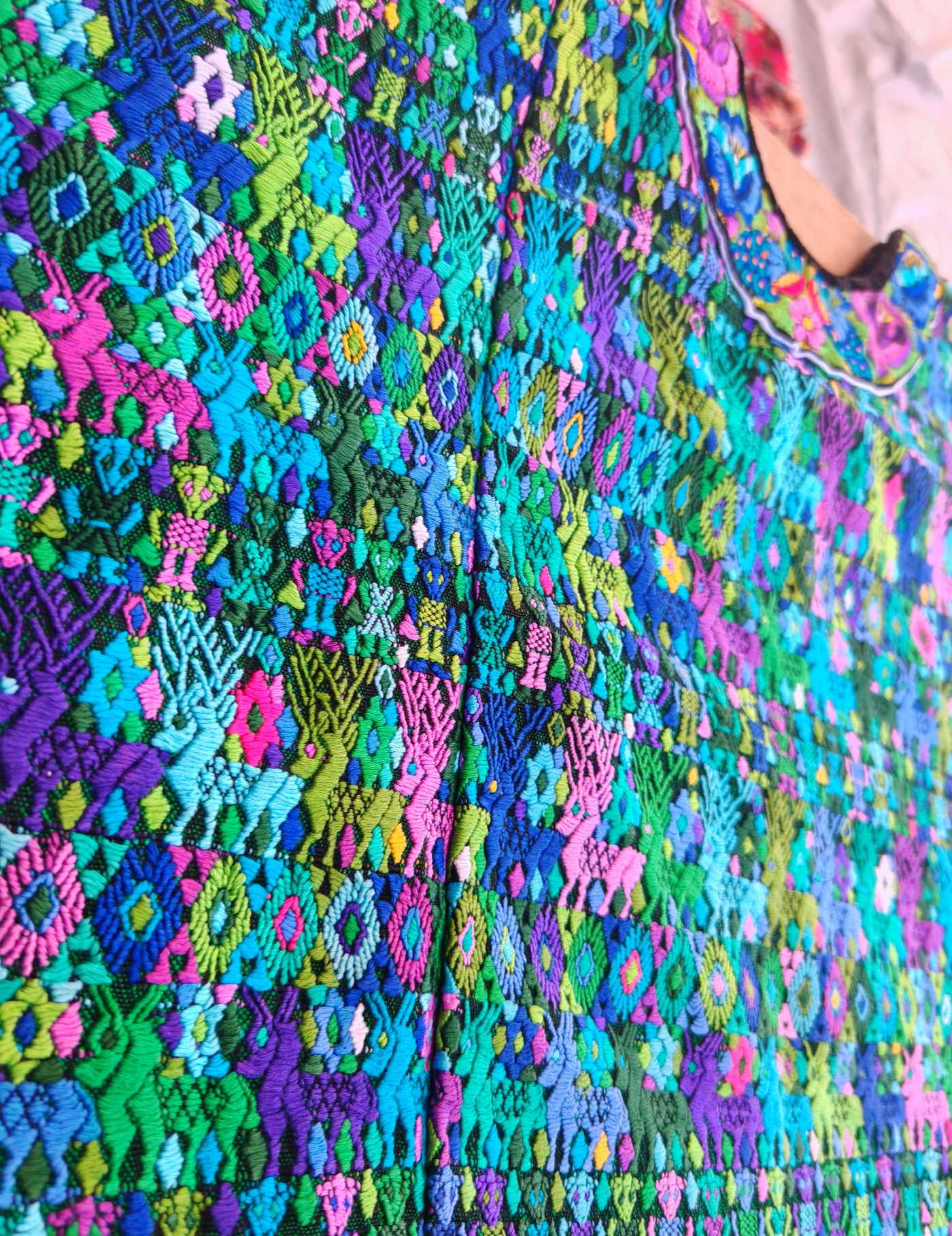 Blue and Green Deer Cobán Huipil #7-546