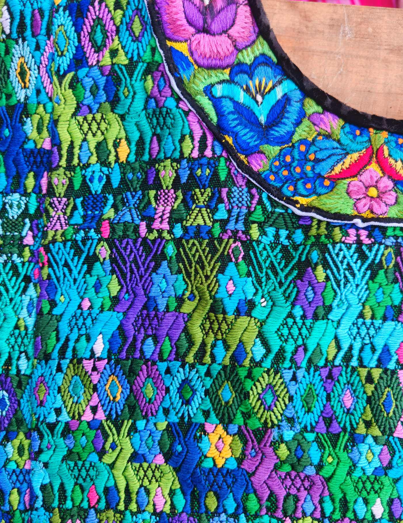 Blue and Green Deer Cobán Huipil #7-546
