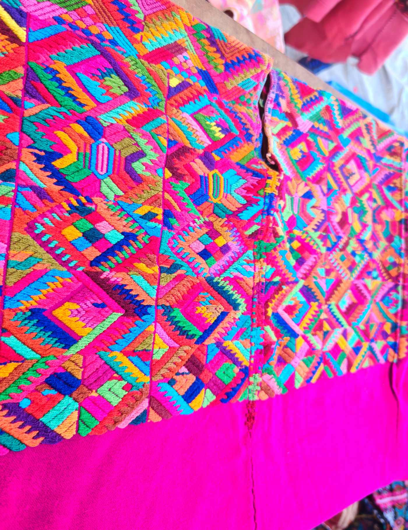 Pink geometric Nahualá Huipil #7-547