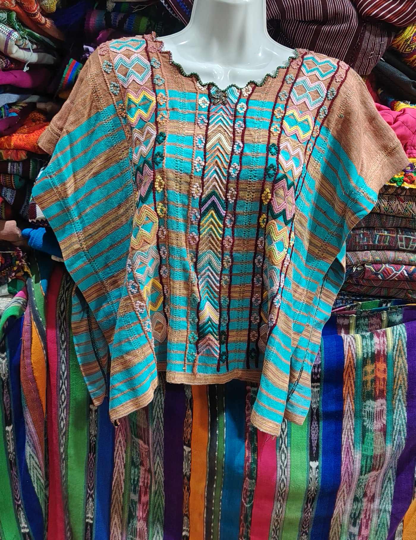 Blue and Brown Colotenango Huipil #7-554
