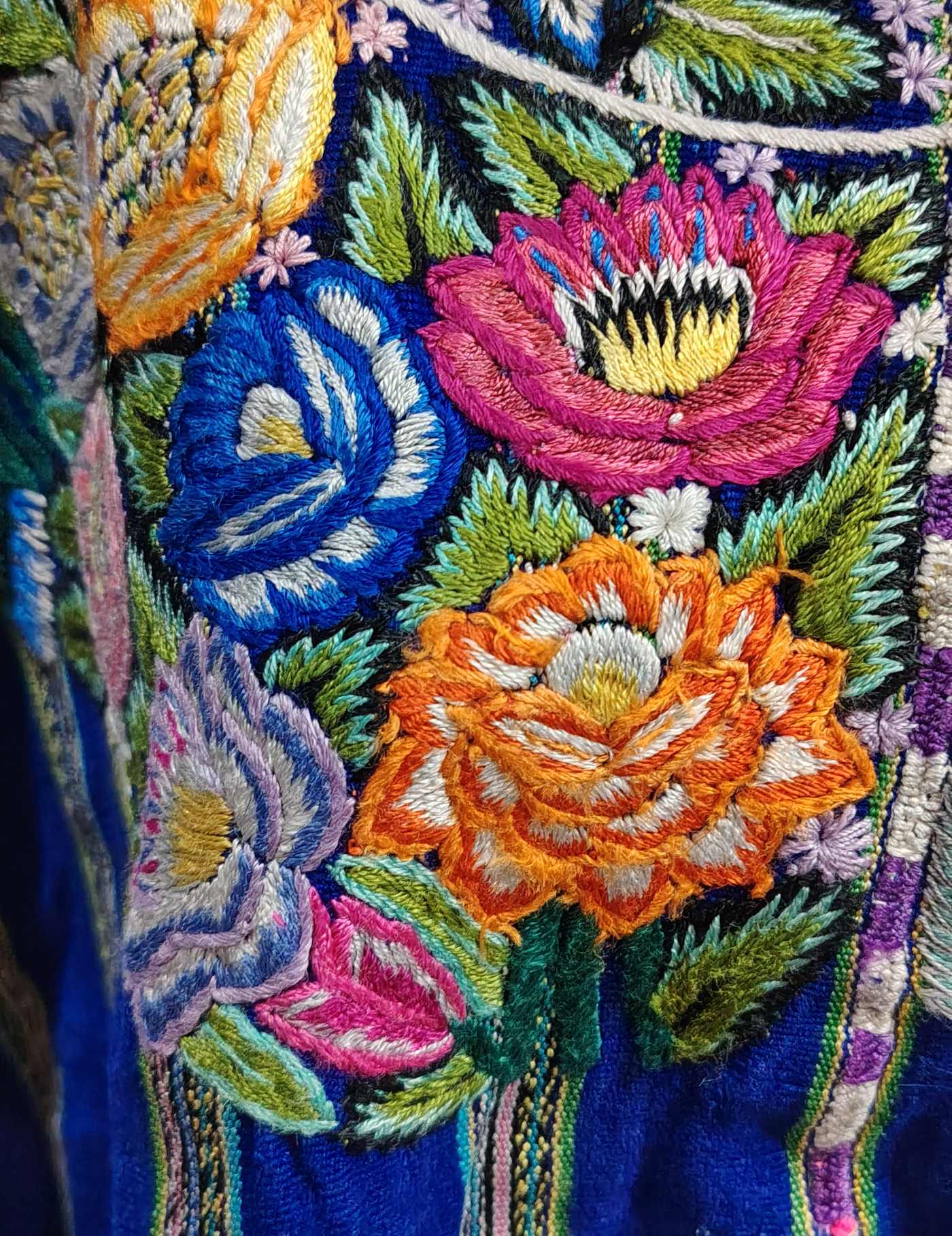 Flowers on Blue Stripes Patzún Huipil #7-556
