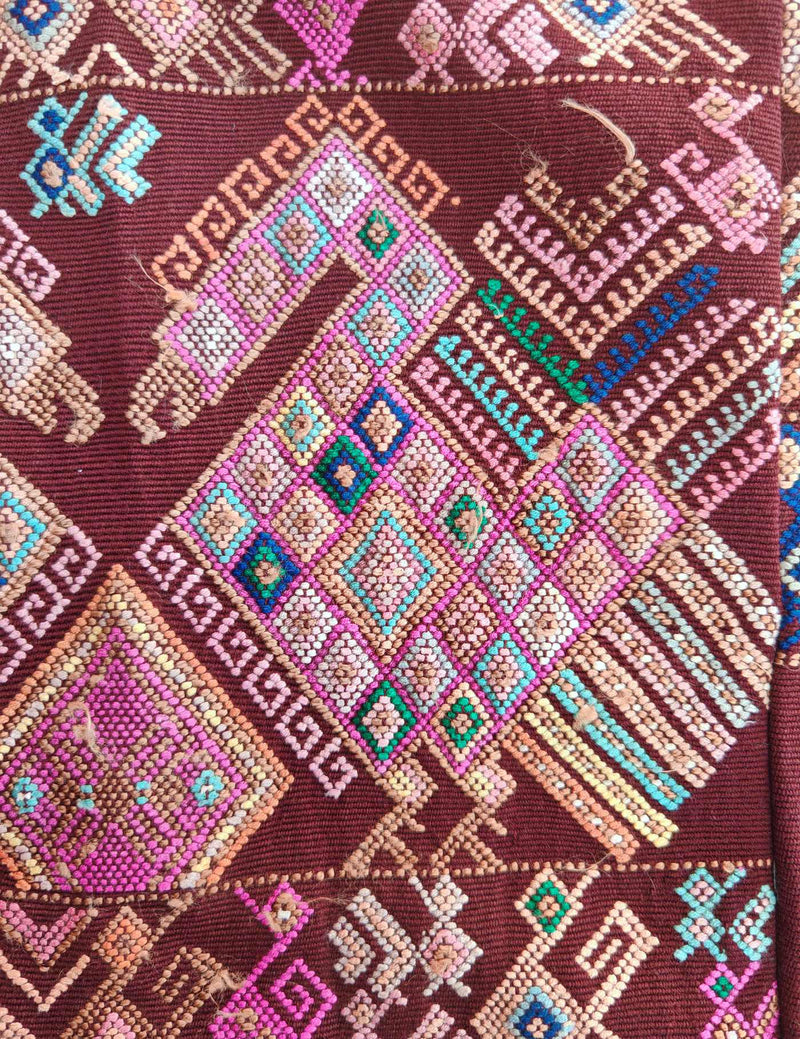 Turkeys on Dark Red Chichicastenango Huipil #8-6