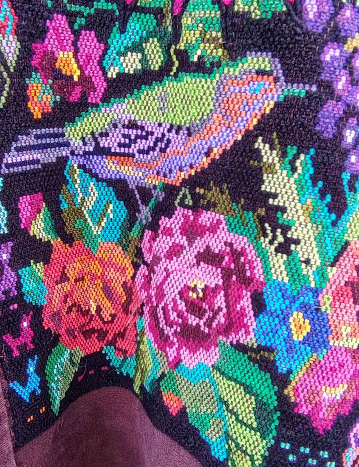 Floral on Brown Chichicastenango Huipil #8-18