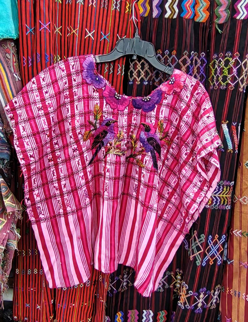 Red and Pink Gingham Santiago Huipil #8-21