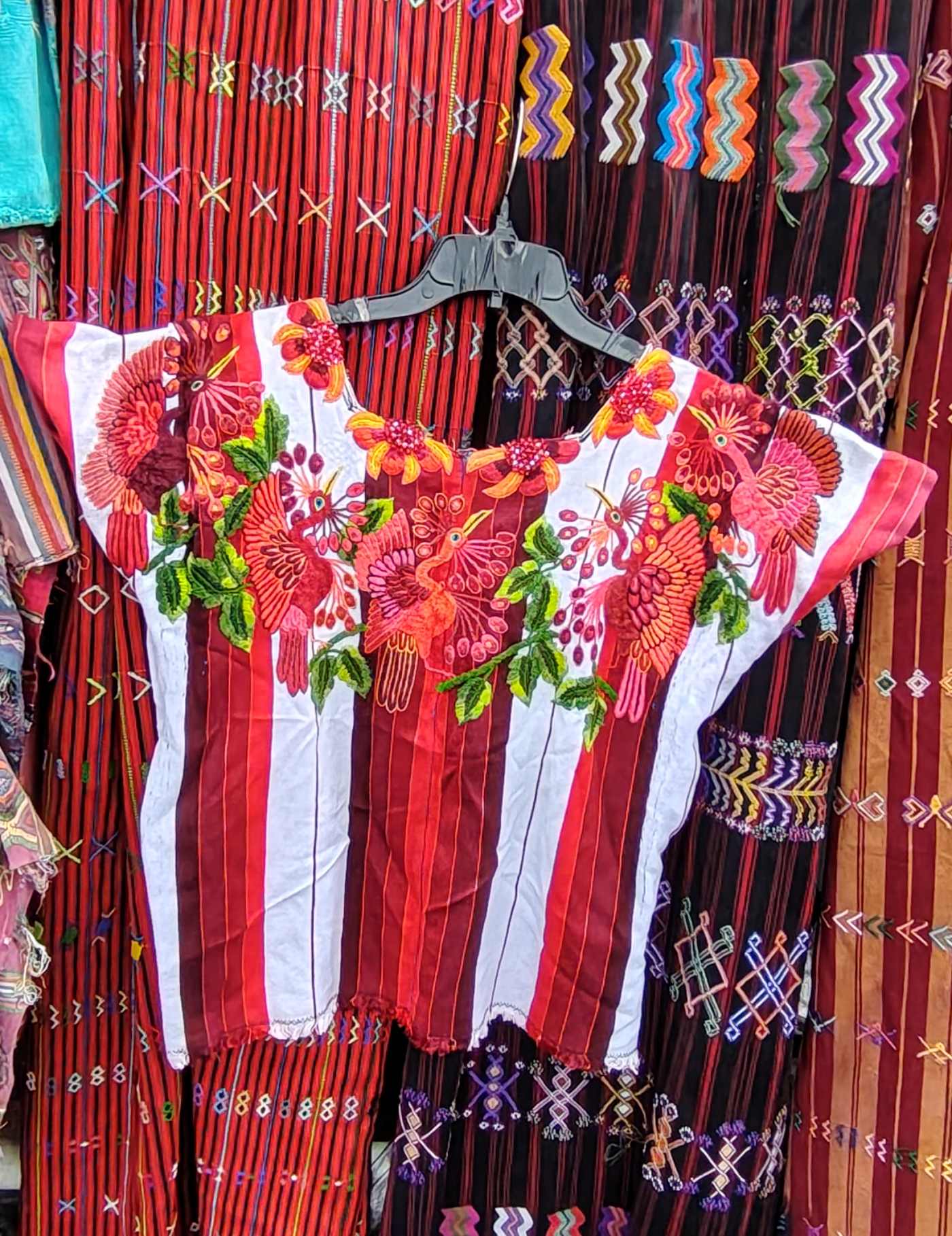 Red Peacocks Santiago Huipil #8-26