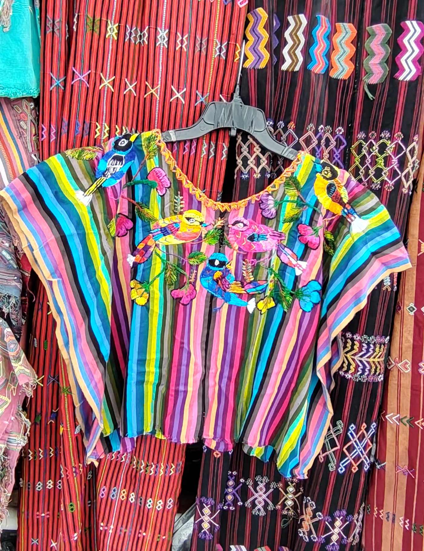 Rainbow Birds and Stripes Santiago Huipil #8-27