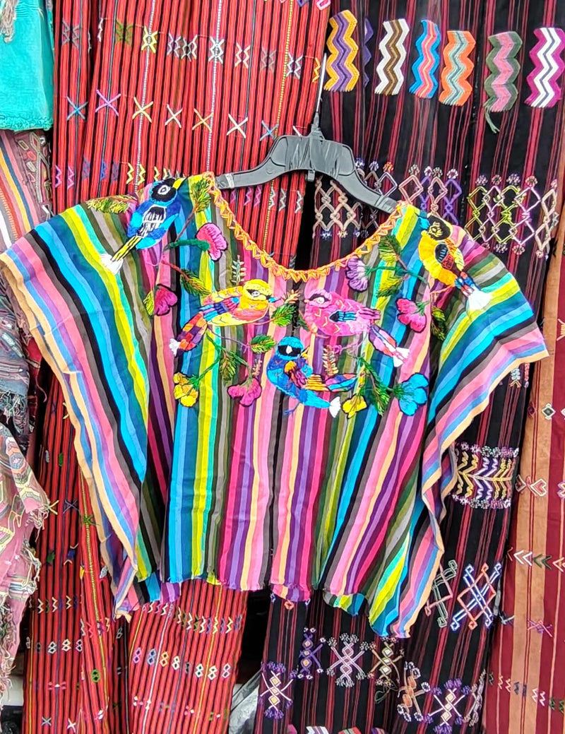 Rainbow Birds and Stripes Santiago Huipil #8-27