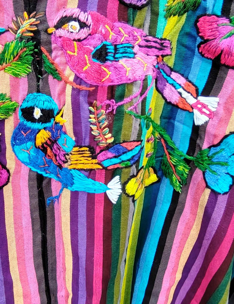 Rainbow Birds and Stripes Santiago Huipil #8-27